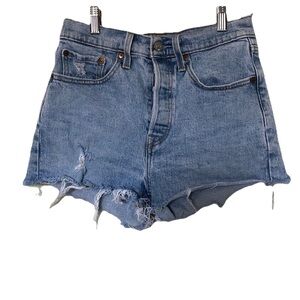 Levi's 501 Original Women's High-Rise Distressed Blue Jean Denim Shorts 26